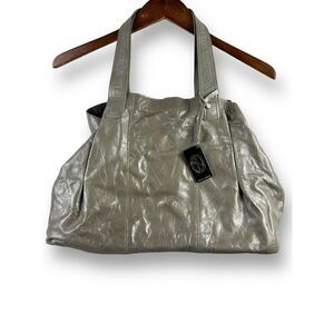 Francesco Biasia 100% Calf Leather Tote Bag Large Purse Stone Beige